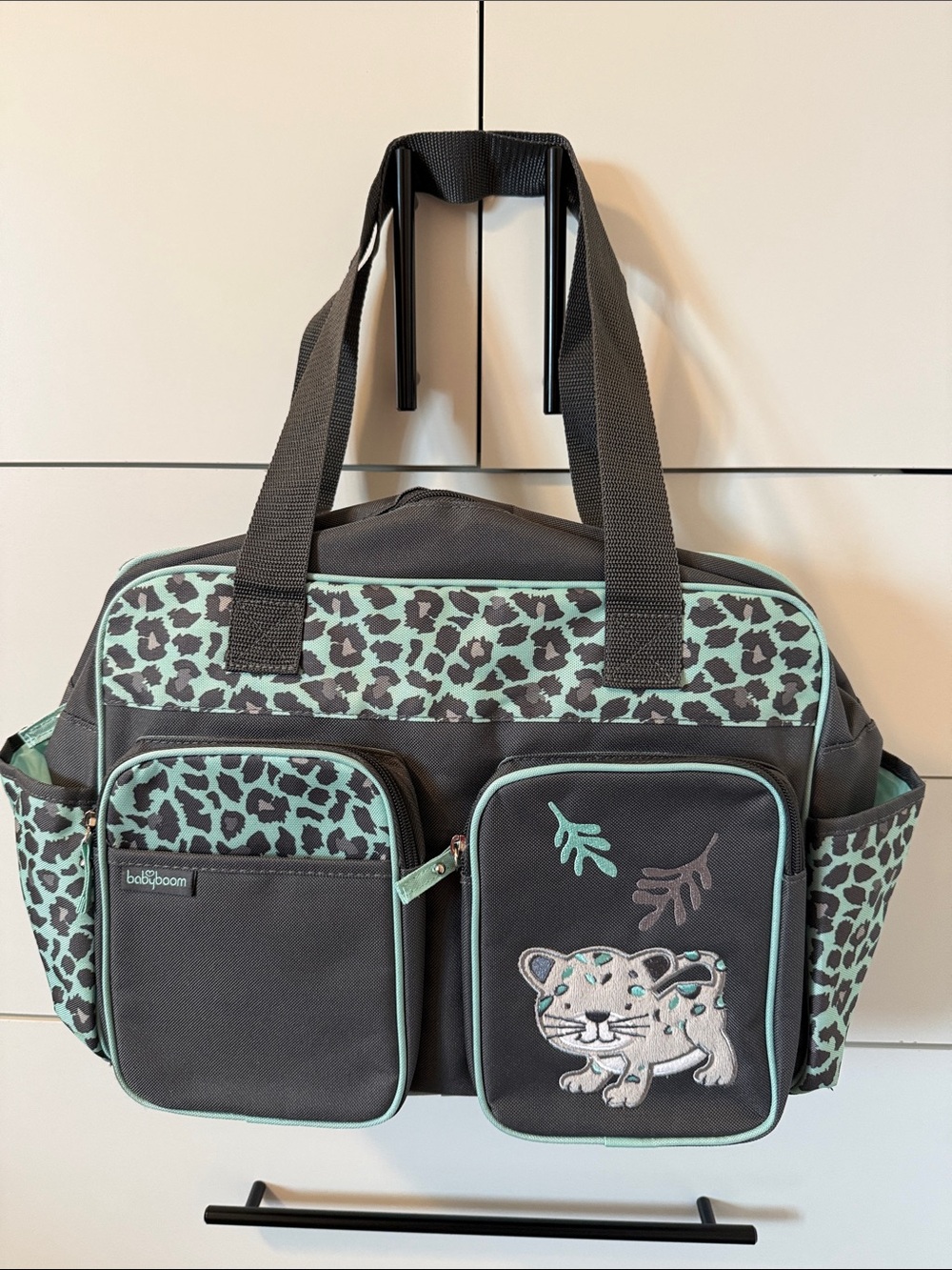 Baby boom Mint Leopard Print Baby Diaper Bag